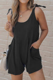 Scoop Neck Tie Shoulder Romper - Trendsi - Flyclothing LLC