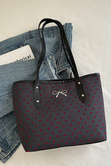Bow Trim Polyester Tote Bag - Trendsi