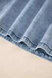 Mineral Wash Denim Frayed U Neck Sleeveless Top - Trendsi - Flyclothing LLC
