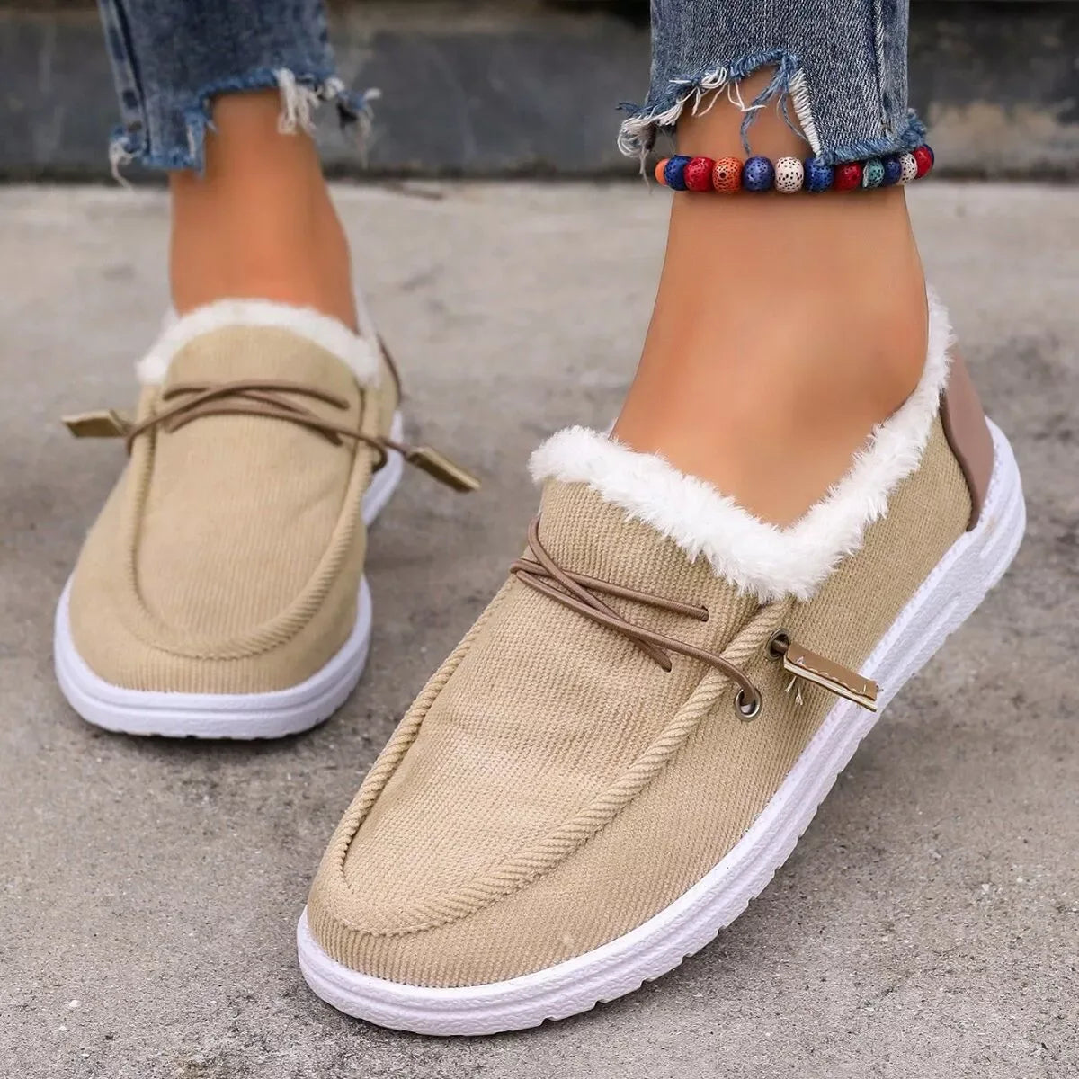 Faux Fur Lined Slip-Ons - Trendsi - Flyclothing LLC