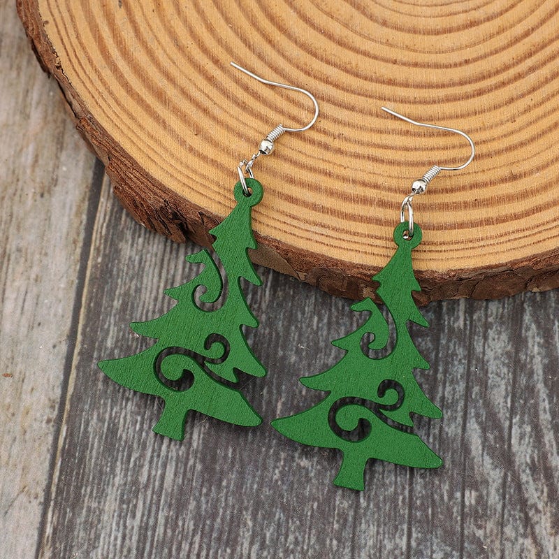 Christmas Tree Wooden Earrings - Trendsi