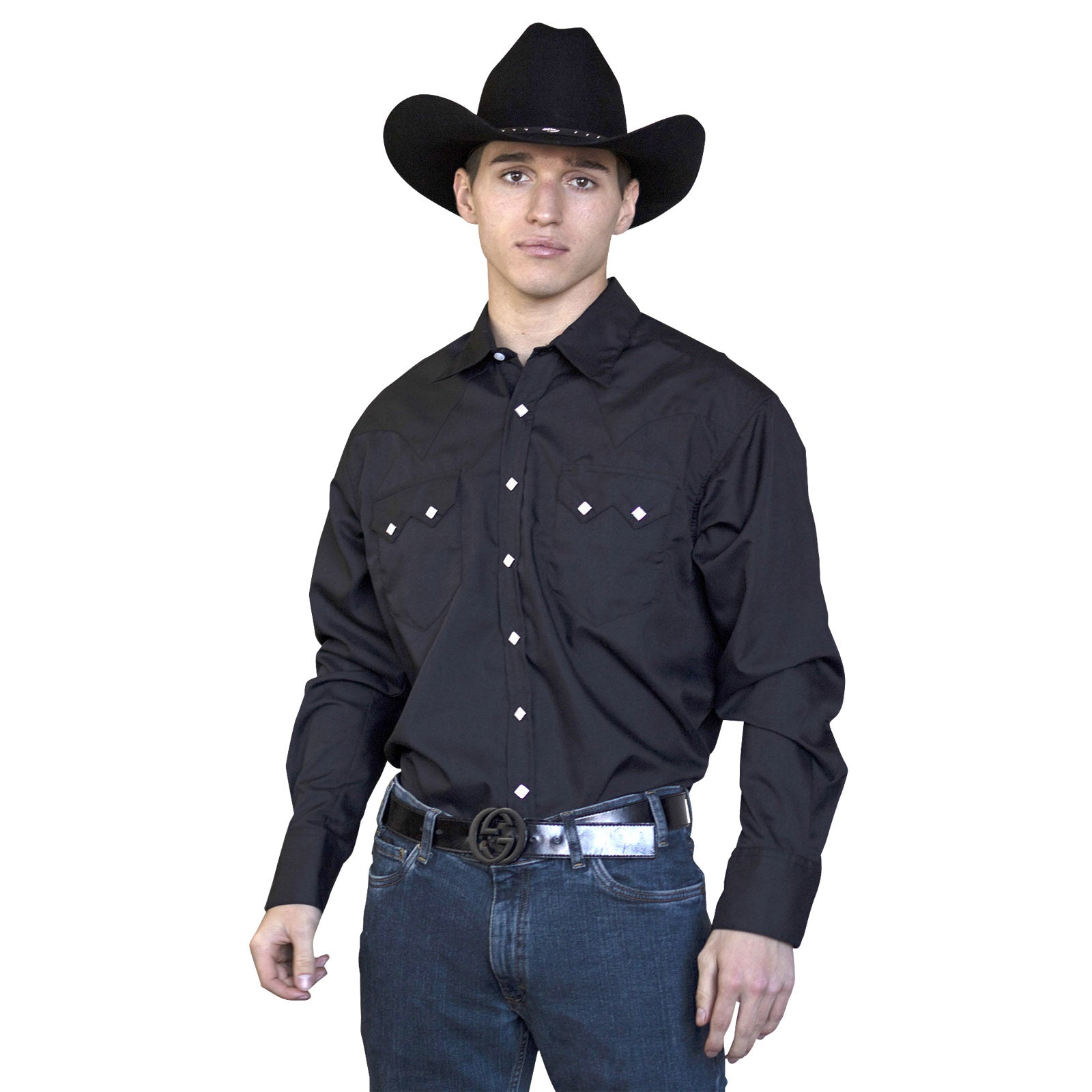 Rockmount Ranch Wear Men's Slim Fit Black Cotton Blend Western Shirt - Rockmount Clothing - Flyclothing LLC
