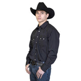 Rockmount Ranch Wear Men's Slim Fit Black Cotton Blend Western Shirt - Rockmount Clothing - Flyclothing LLC