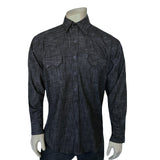Rockmount Ranch Wear Men's Black Stonewashed Diamond Snap Denim Sawtooth Pocket Western Shirt - Rockmount Clothing - Flyclothing LLC