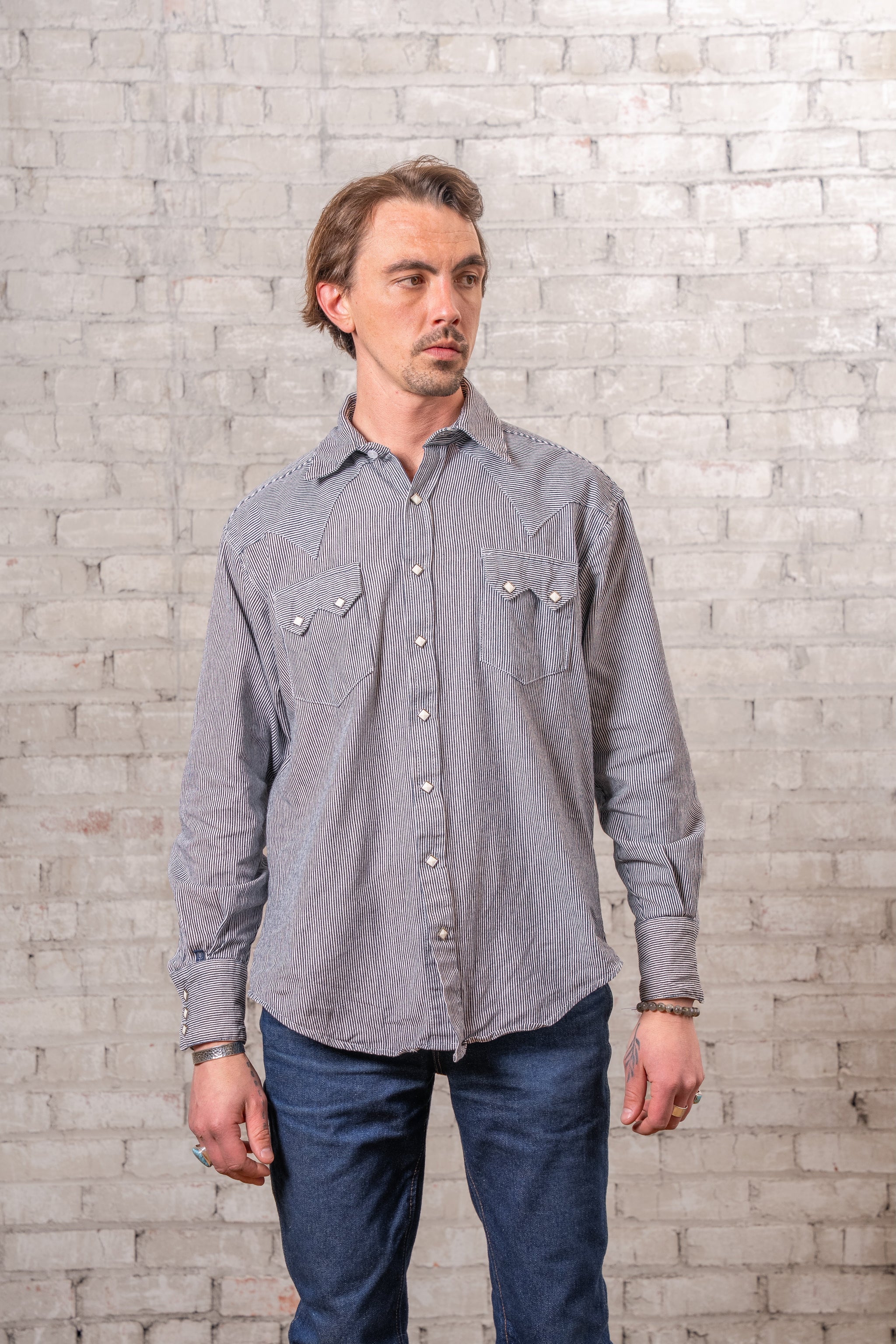 Rockmount Ranch Wear Men's Signature Denim Pinstripe Western Shirt - Rockmount Clothing - Flyclothing LLC