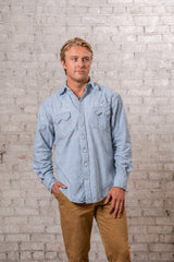 Rockmount Ranch Wear Men's Stonewashed Denim Sawtooth Western Shirt in Sky Blue - Rockmount Clothing - Flyclothing LLC