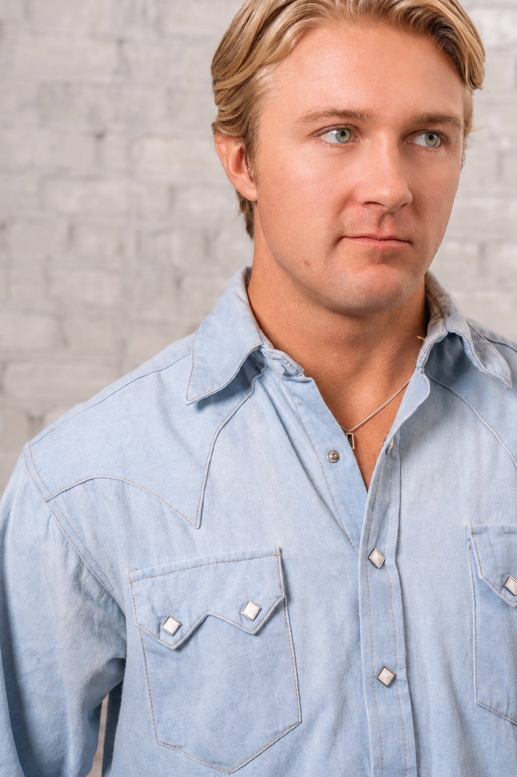 Rockmount Ranch Wear Men's Stonewashed Denim Sawtooth Western Shirt in Sky Blue - Rockmount Clothing - Flyclothing LLC