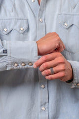 Rockmount Ranch Wear Men's Stonewashed Denim Sawtooth Western Shirt in Sky Blue - Rockmount Clothing - Flyclothing LLC