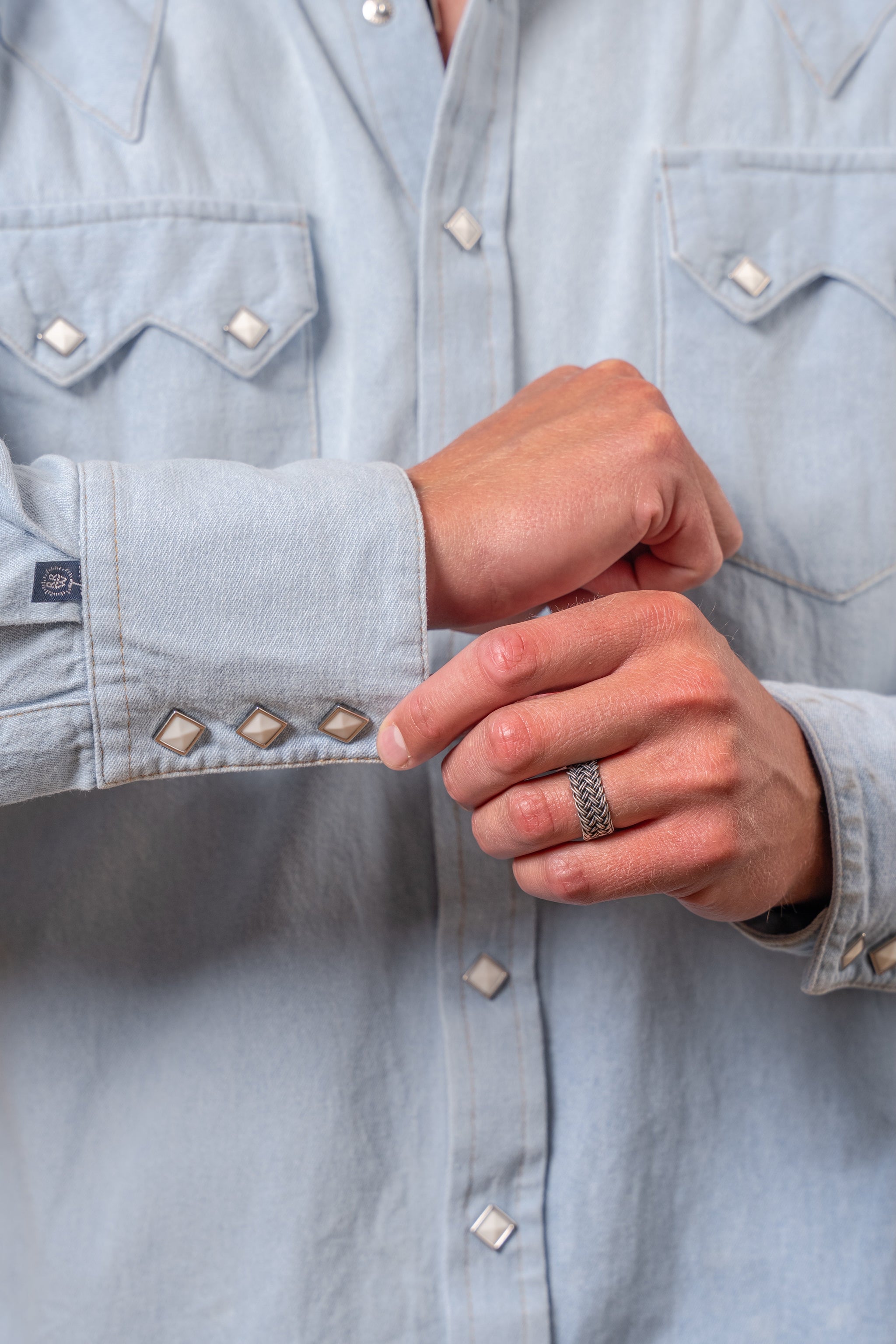Rockmount Ranch Wear Men's Stonewashed Denim Sawtooth Western Shirt in Sky Blue - Rockmount Clothing - Flyclothing LLC