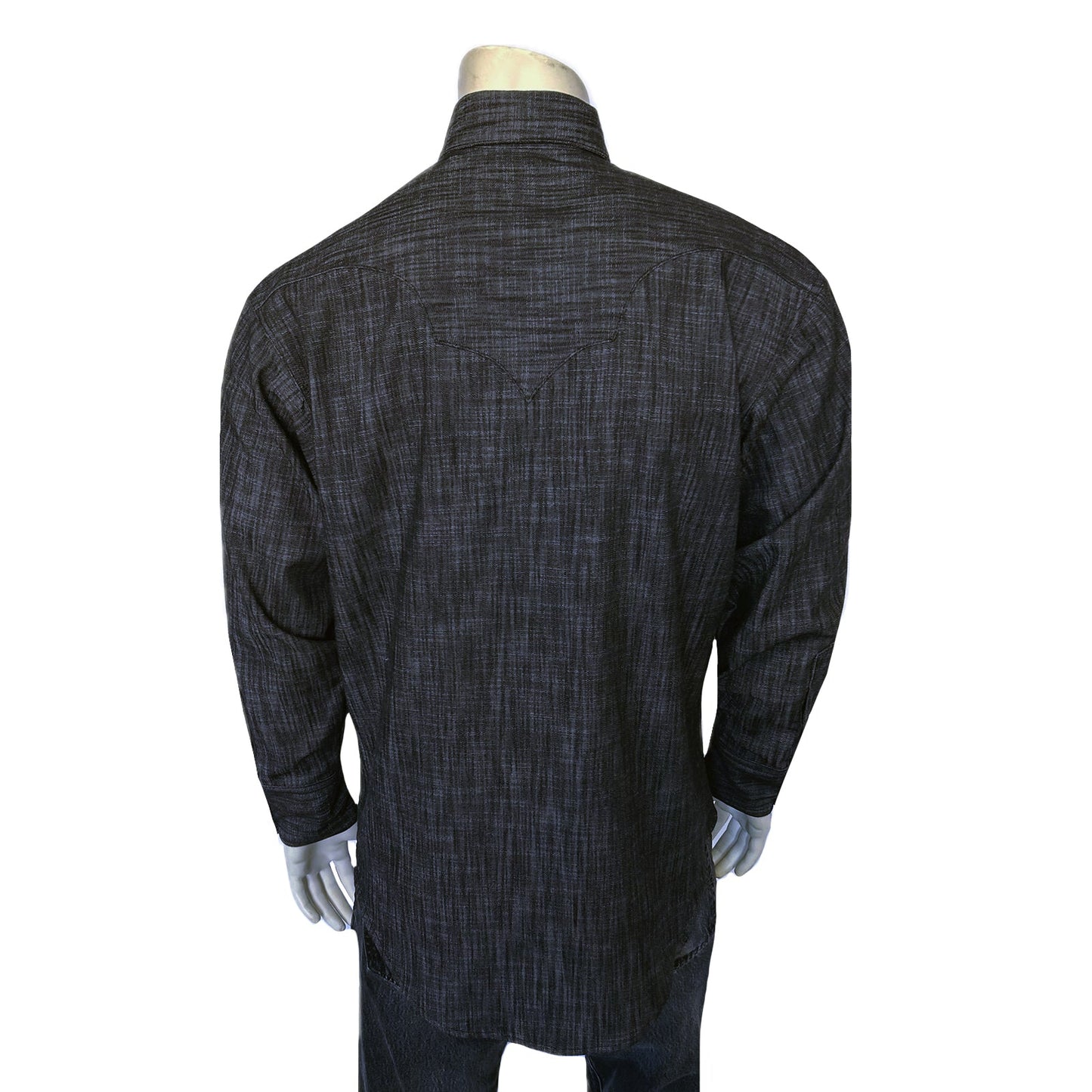 Rockmount Ranch Wear Men's Black Stonewashed Diamond Snap Denim Sawtooth Pocket Western Shirt - Rockmount Clothing - Flyclothing LLC