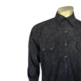 Rockmount Ranch Wear Men's Black Stonewashed Diamond Snap Denim Sawtooth Pocket Western Shirt - Rockmount Clothing - Flyclothing LLC