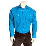 Rockmount Ranch Wear Men's Slim Fit Turquoise Cotton Blend Western Shirt - Rockmount Clothing - Flyclothing LLC
