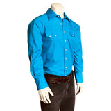 Rockmount Ranch Wear Men's Slim Fit Turquoise Cotton Blend Western Shirt - Rockmount Clothing - Flyclothing LLC