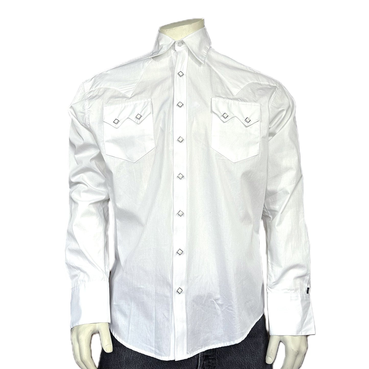 Rockmount Ranch Wear Men's Slim Fit White Cotton Blend Western Shirt - Rockmount Clothing - Flyclothing LLC