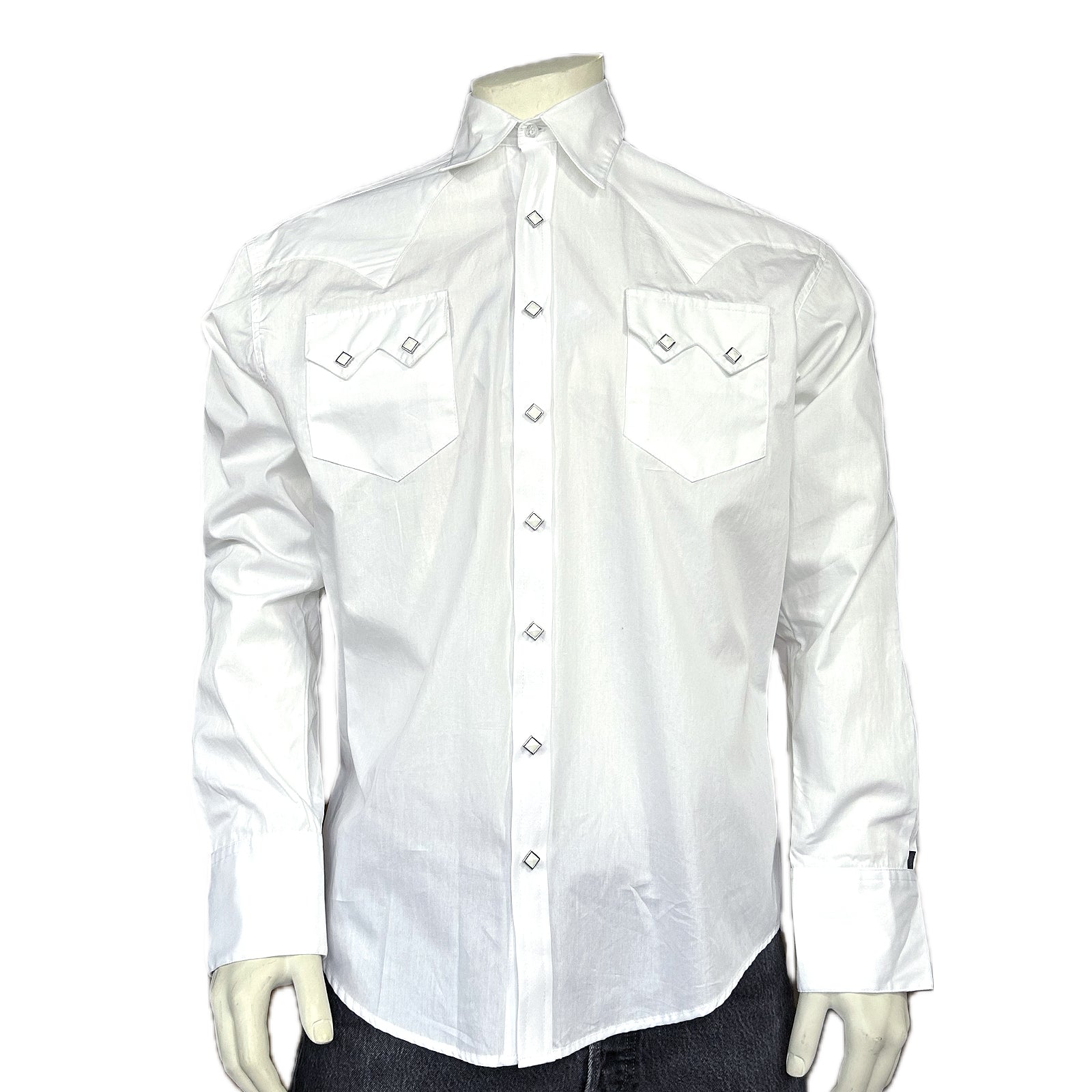 Rockmount Ranch Wear Men's Slim Fit White Cotton Blend Western Shirt - Rockmount Clothing - Flyclothing LLC