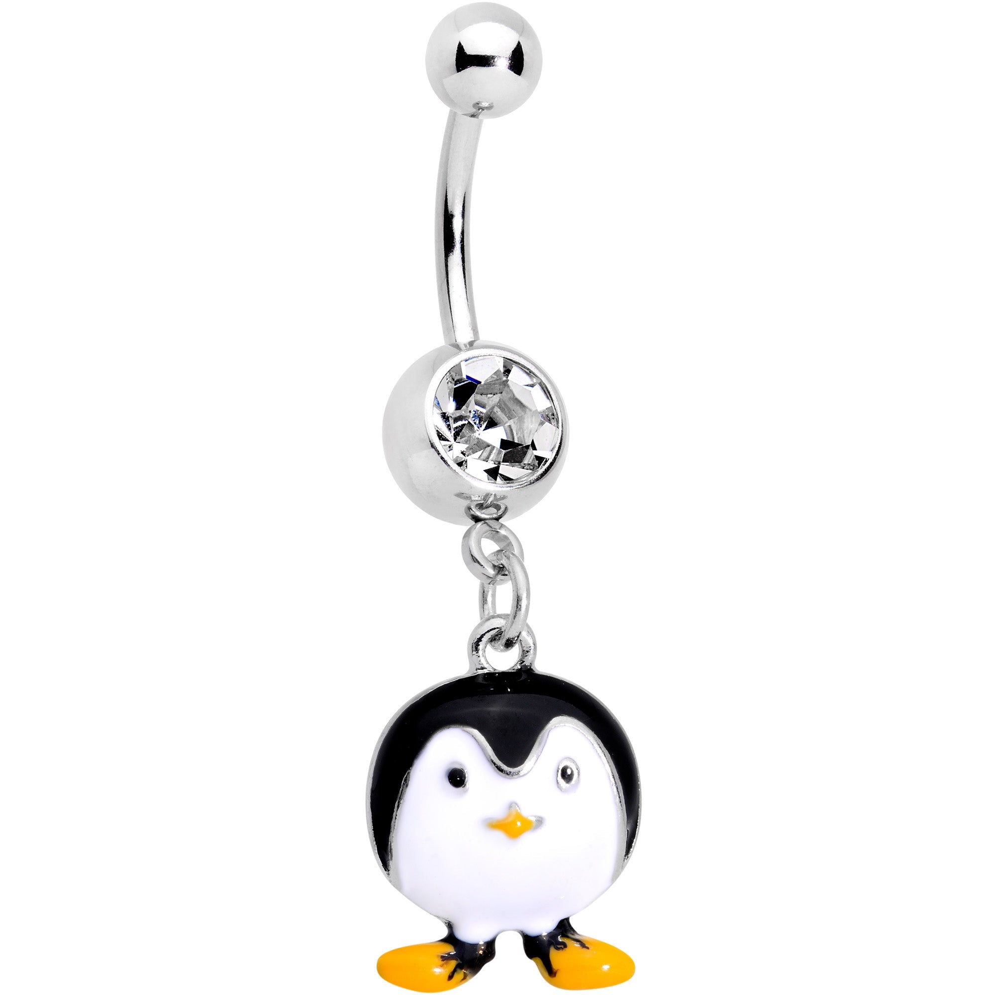 Clear Gem Pudgy Penguin Dangle Belly Ring - BodyCandy - Flyclothing LLC