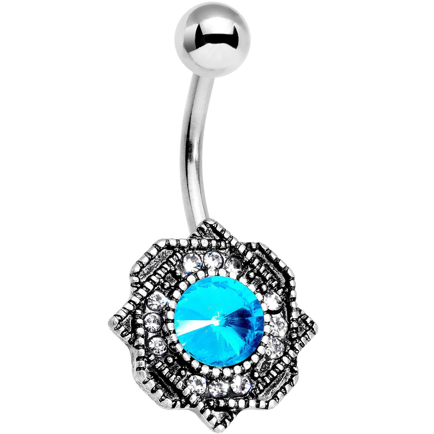 Clear Aqua Gem Sophisticated Star Belly Ring - BodyCandy - Flyclothing LLC