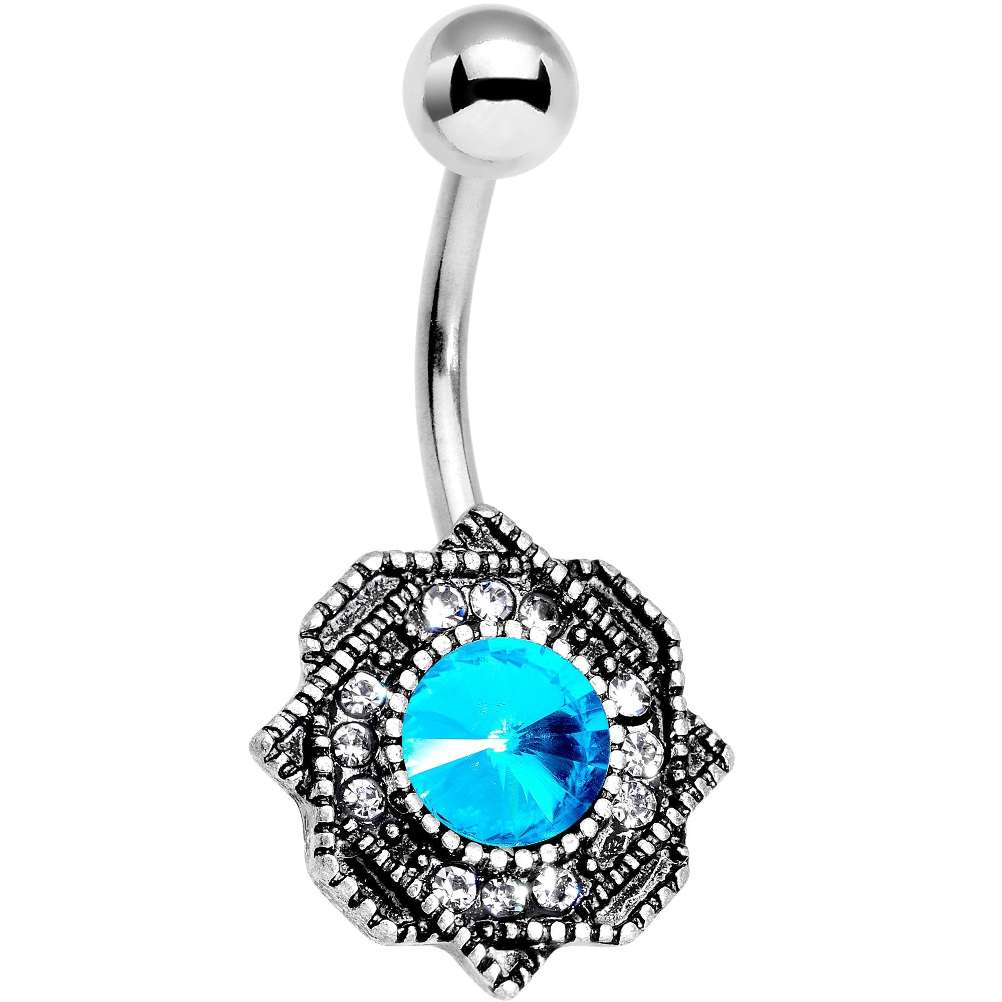 Clear Aqua Gem Sophisticated Star Belly Ring - BodyCandy - Flyclothing LLC
