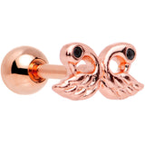 Rose Gold Plated Ruffled Feather Dual Swans Tragus Cartilage Earring - BodyCandy - Flyclothing LLC