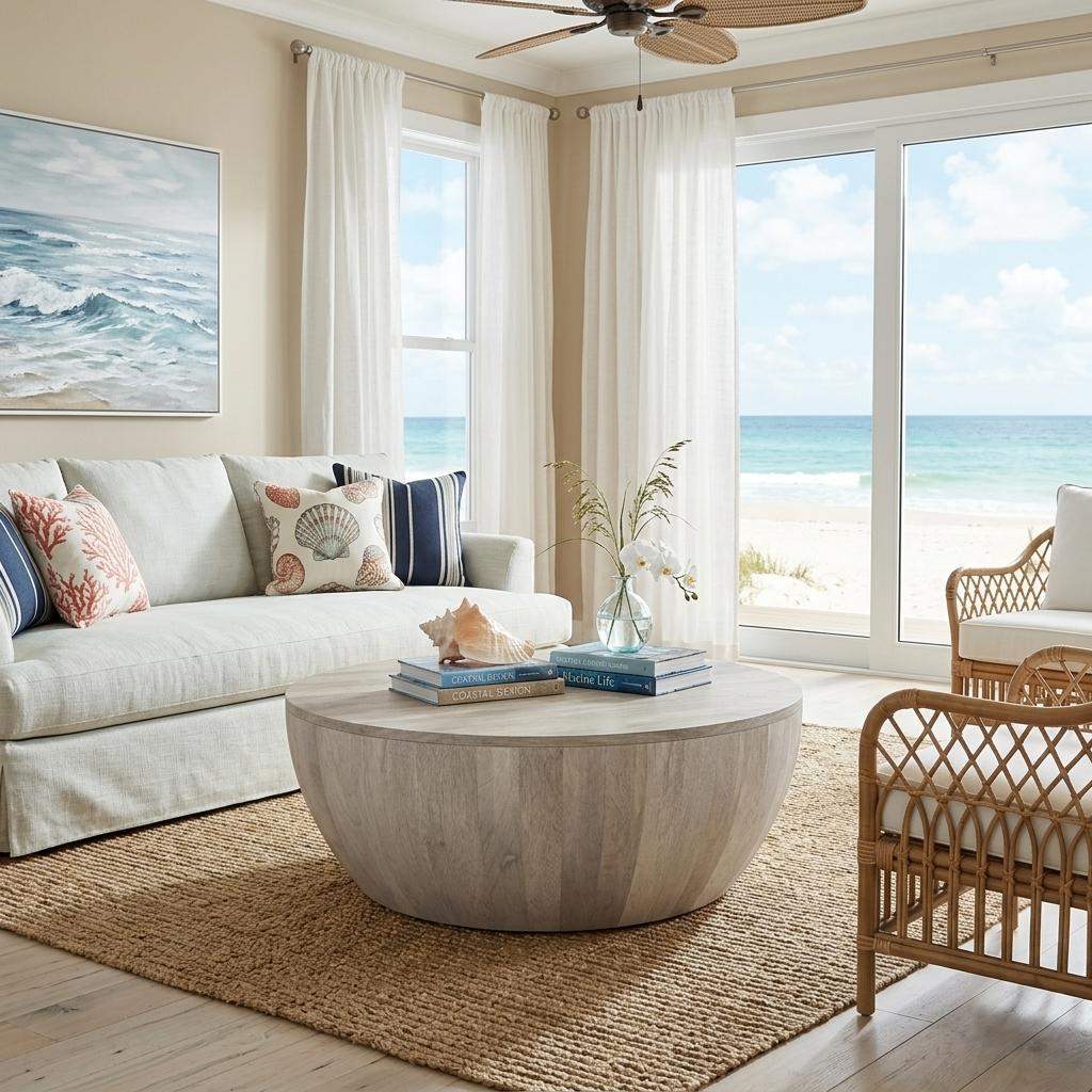 34" White Solid Wood Round Solid Coffee Table - HomeRoots - Flyclothing LLC