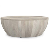 34" White Solid Wood Round Solid Coffee Table - HomeRoots - Flyclothing LLC