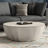 34" White Solid Wood Round Solid Coffee Table - HomeRoots - Flyclothing LLC