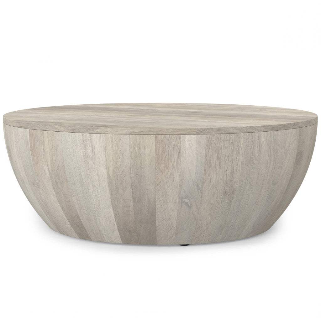 34" White Solid Wood Round Solid Coffee Table - HomeRoots - Flyclothing LLC