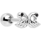 Ruffled Feather Dual Swans Cartilage Tragus Earring - BodyCandy - Flyclothing LLC