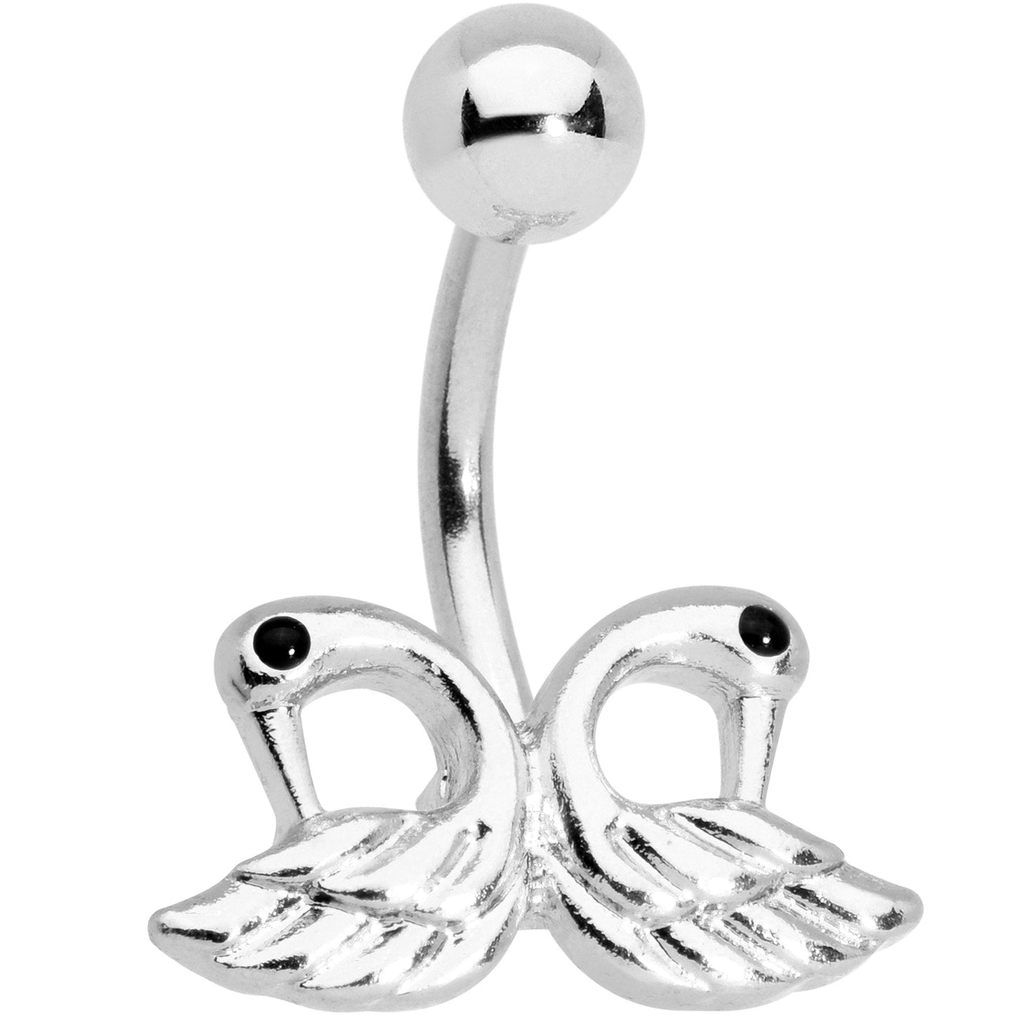 Ruffled Feather Dual Swans Belly Ring - BodyCandy - Flyclothing LLC