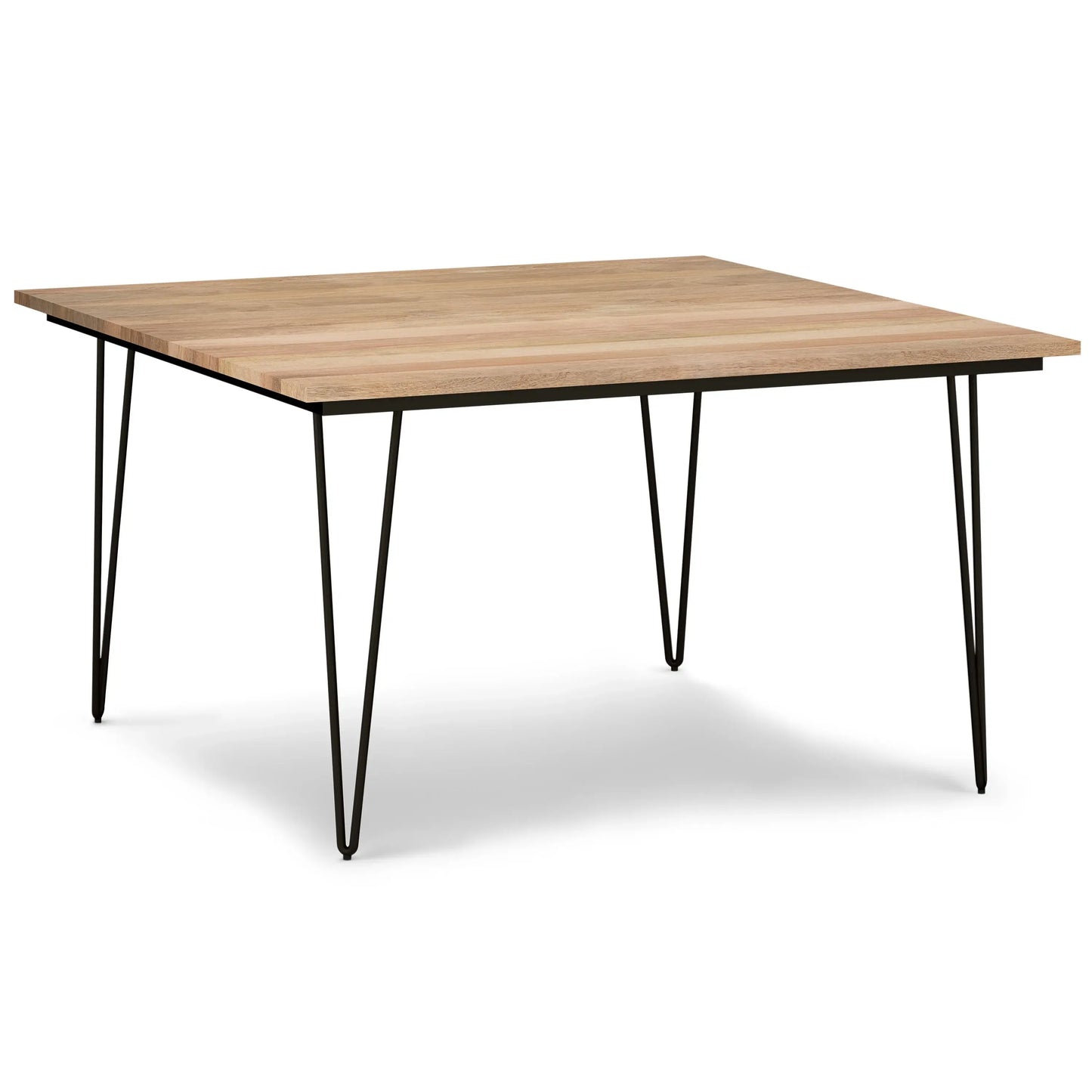 54" Natural and Black Solid Wood and Steel Square Dining Table - Homeroots - Flyclothing LLC