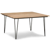 54" Natural and Black Solid Wood and Steel Square Dining Table - Homeroots - Flyclothing LLC