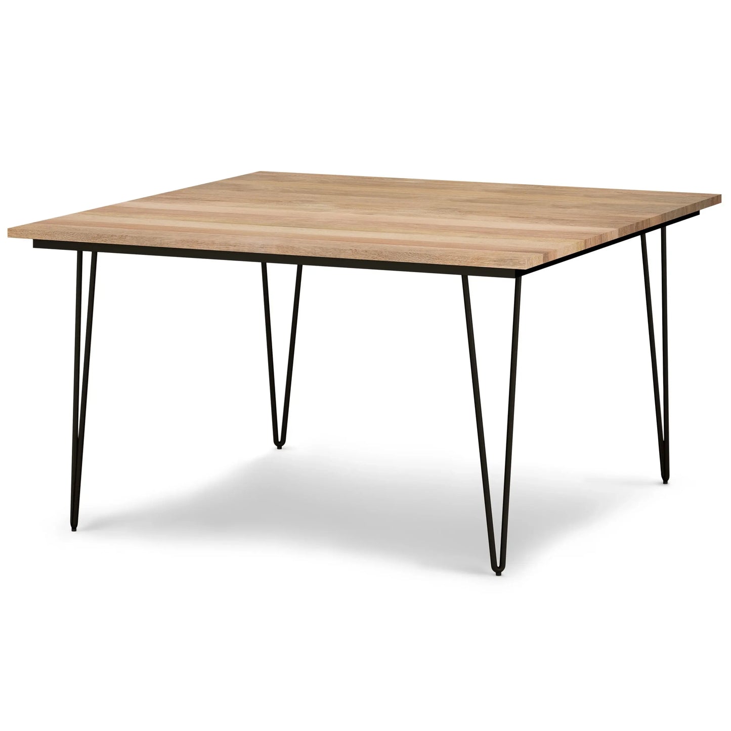 54" Natural and Black Solid Wood and Steel Square Dining Table - Homeroots - Flyclothing LLC