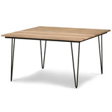 54" Natural and Black Solid Wood and Steel Square Dining Table - Homeroots - Flyclothing LLC