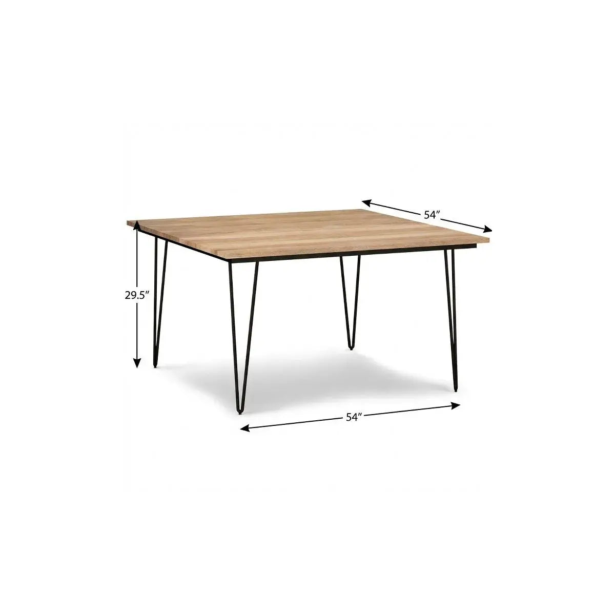 54" Natural and Black Solid Wood and Steel Square Dining Table - Homeroots - Flyclothing LLC