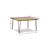 54" Natural and Black Solid Wood and Steel Square Dining Table - Homeroots - Flyclothing LLC