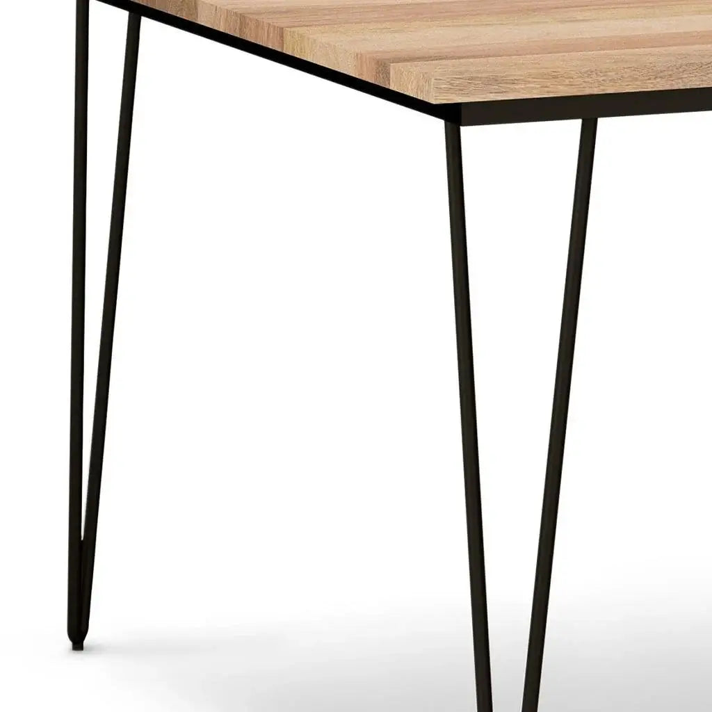 54" Natural and Black Solid Wood and Steel Square Dining Table - Homeroots - Flyclothing LLC