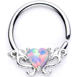 16G 5/16 White Synthetic Opal Bold Heart Seamless Circular Ring - BodyCandy - Flyclothing LLC