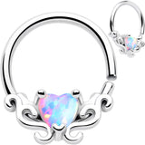 16G 5/16 White Synthetic Opal Bold Heart Seamless Circular Ring - BodyCandy - Flyclothing LLC