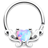 16G 5/16 White Synthetic Opal Bold Heart Seamless Circular Ring - BodyCandy - Flyclothing LLC