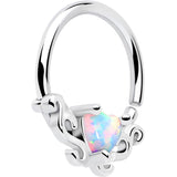 16G 5/16 White Synthetic Opal Bold Heart Seamless Circular Ring - BodyCandy - Flyclothing LLC