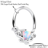 16G 5/16 White Synthetic Opal Bold Heart Seamless Circular Ring - BodyCandy - Flyclothing LLC