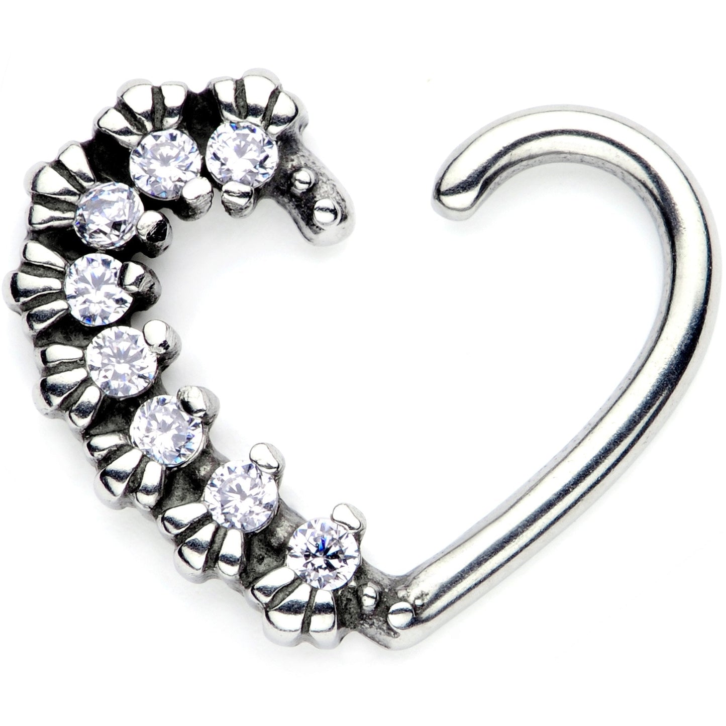 16G 3/8 Clear CZ Gem Octet Right Heart Closure Ring - BodyCandy - Flyclothing LLC