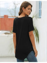 Full Size Solid V-Neck Short Sleeve T-Shirt Plus Size - Trendsi - Flyclothing LLC