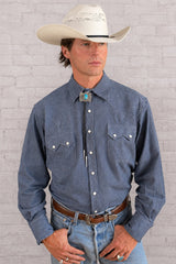 Rockmount Ranch Wear Men's Laundered Blue Chambray Premium Cotton Western Shirt - Rockmount Clothing - Flyclothing LLC