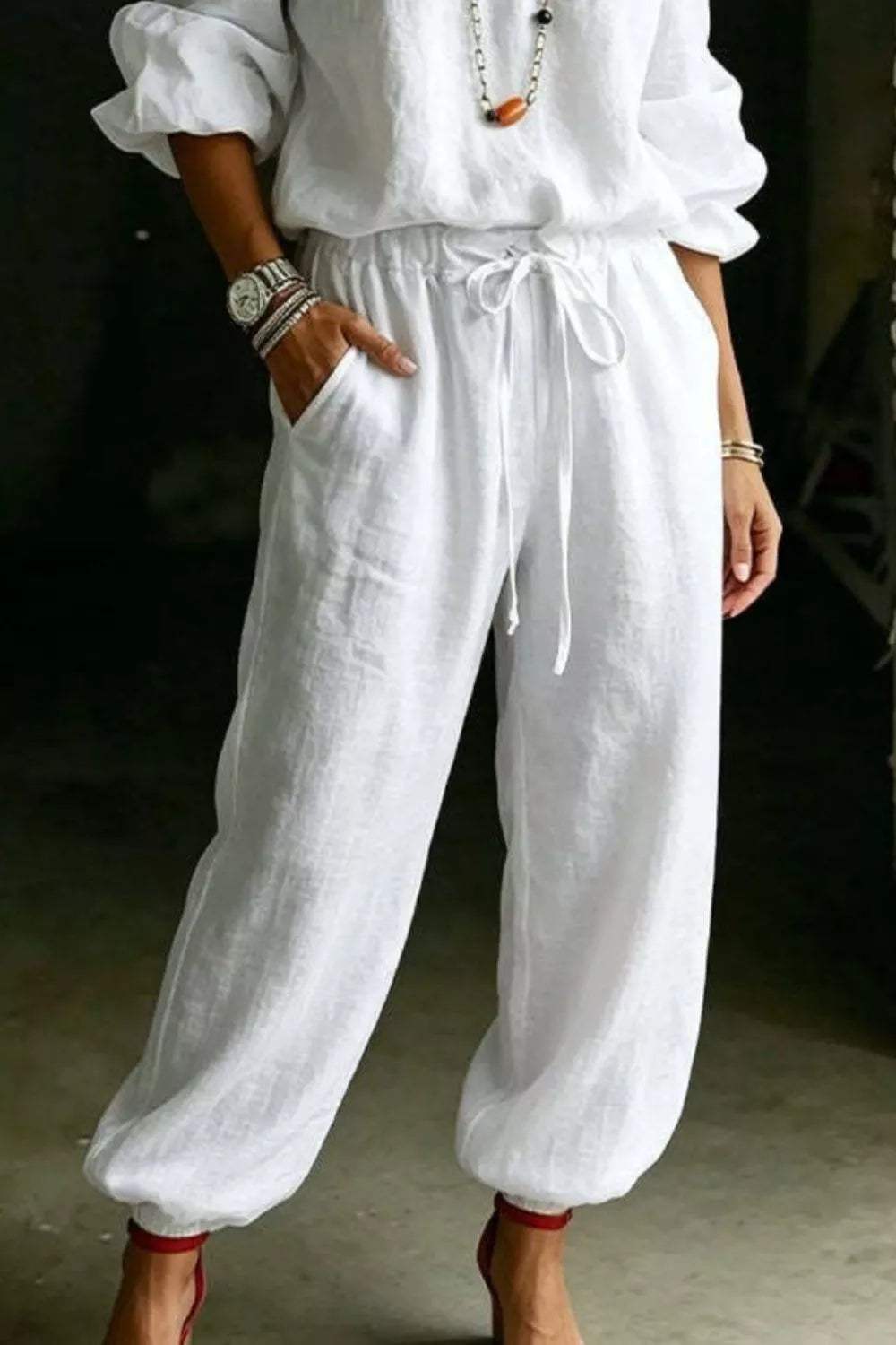 Full Size Off-Shoulder Top and Pants Set Plus Size - Trendsi - Flyclothing LLC