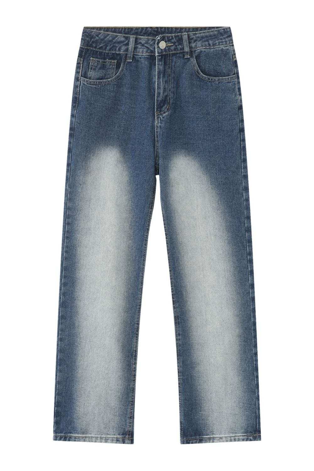Men's Washed Straight Leg Jeans - Trendsi - Flyclothing LLC