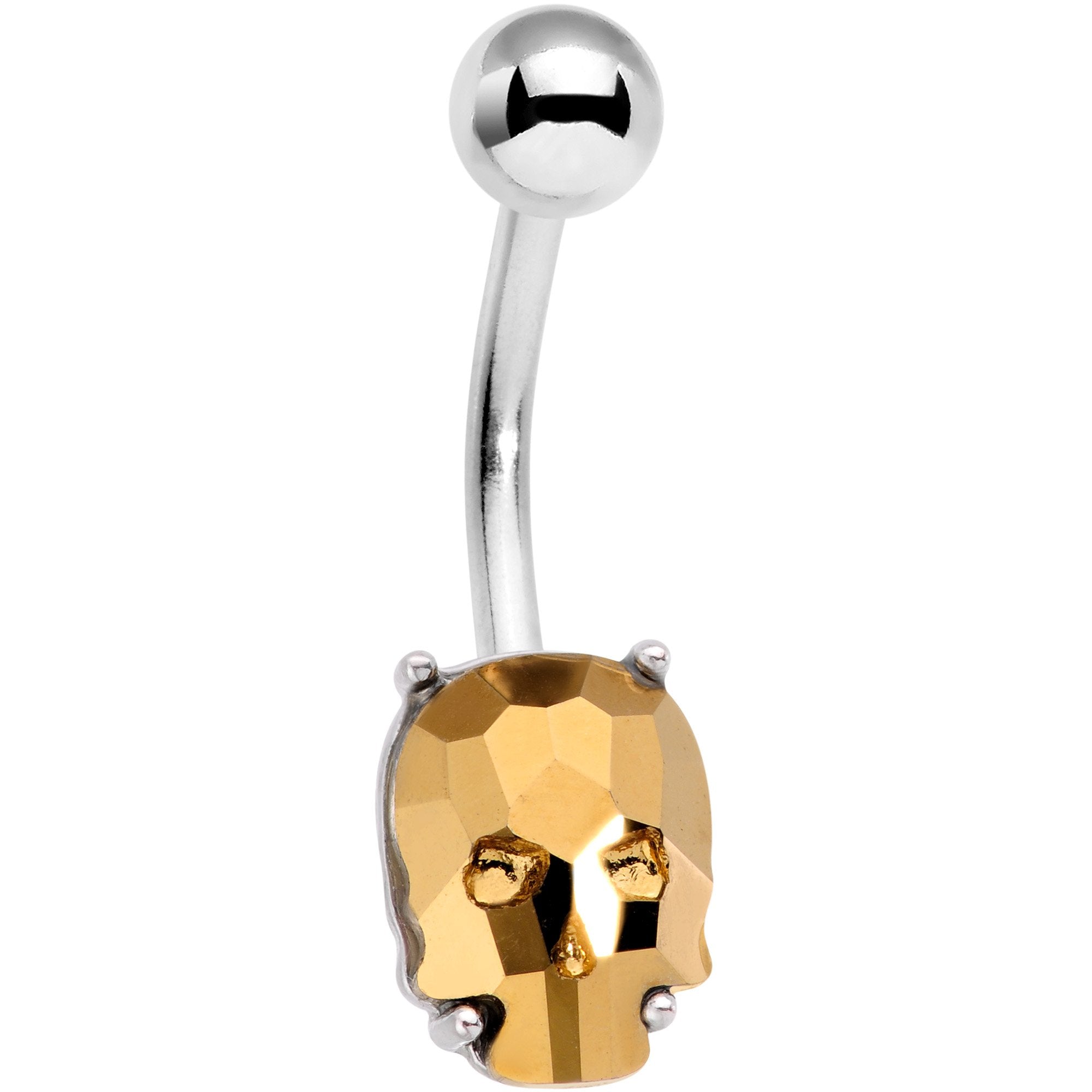 Champagne Gem Sugar Skull Mask Belly Ring - BodyCandy - Flyclothing LLC