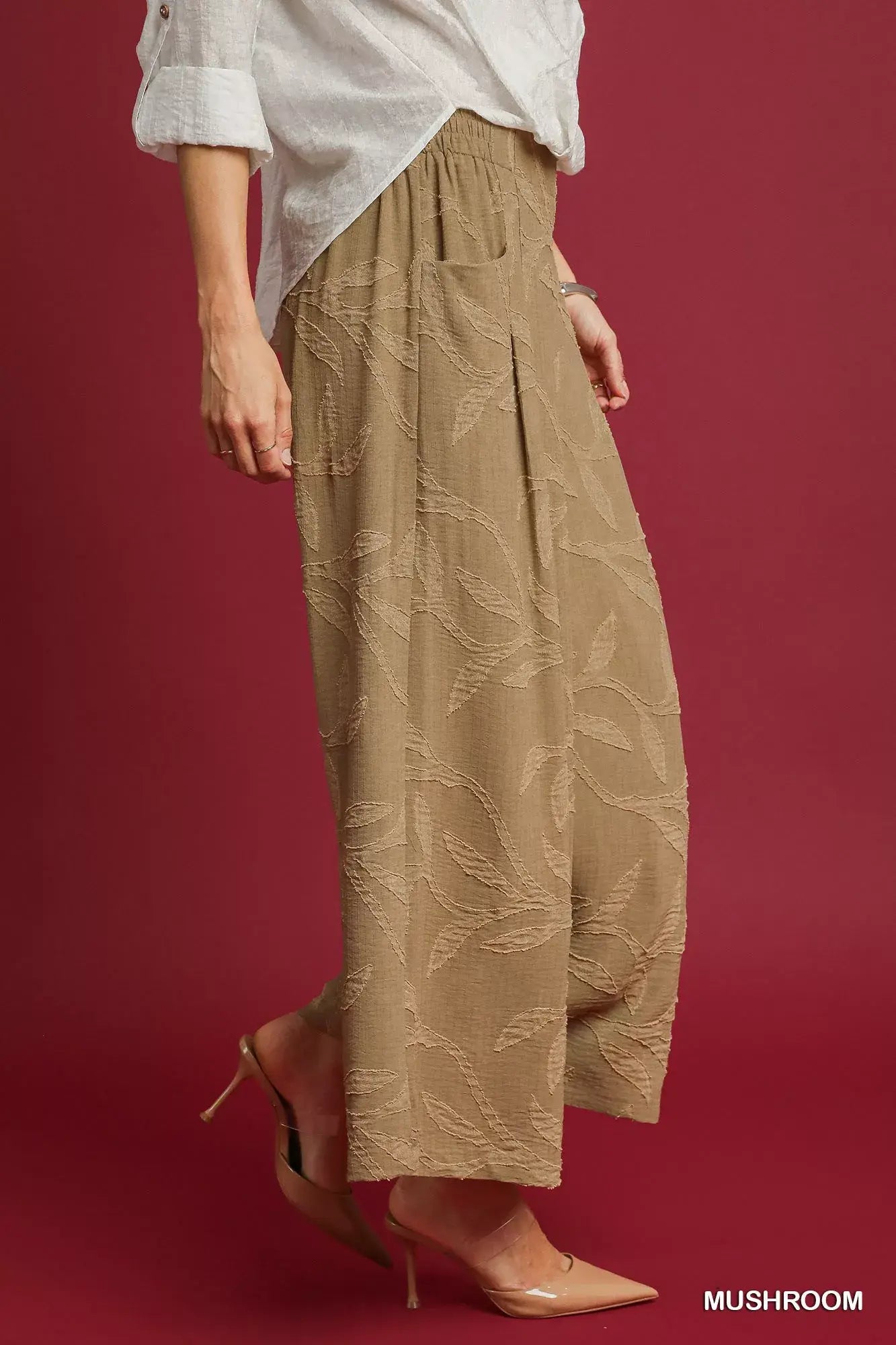 Umgee Jacquard Wide-Leg Pants - Trendsi - Flyclothing LLC