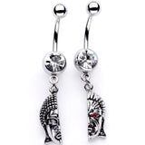 Red CZ Gem Android Buddha BFF Dangle Belly Ring Set of 2 - BodyCandy - Flyclothing LLC