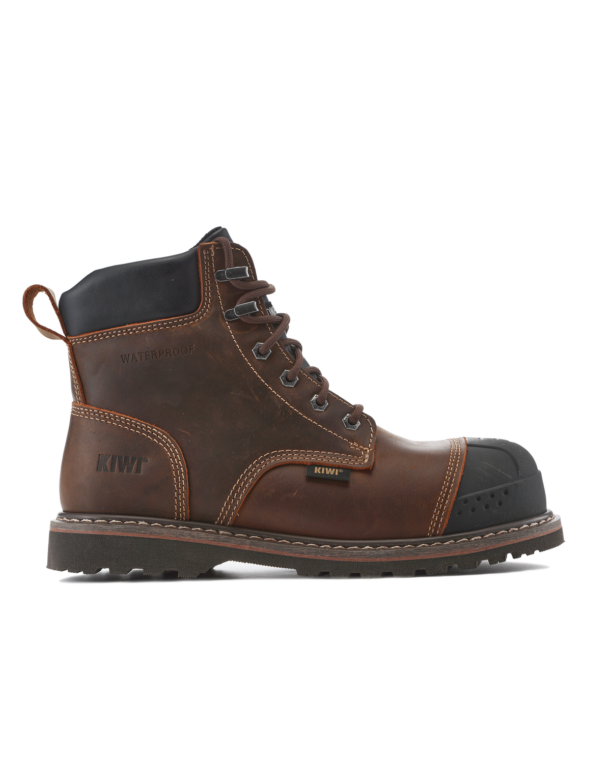 Kiwi Premium Brown Crazy Horse 6" Steel Toe Waterproof Cap-Toe Work Boots [64100] - Kiwi - Flyclothing LLC